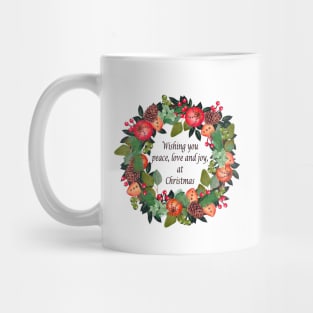 Traditional Christmas wreath and greetings Mug